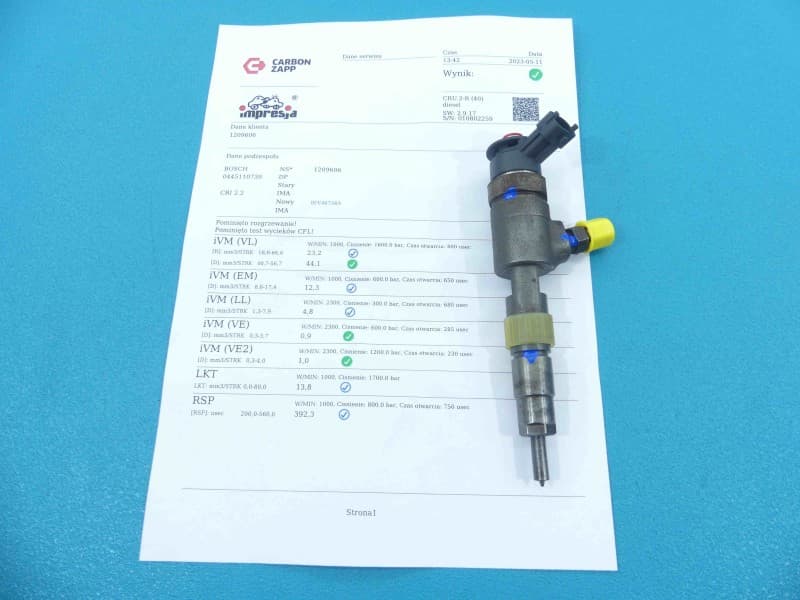 TESTOWANY Wtryskiwacz 0445110739 Peugeot 301 1,6 hdi 92KM
