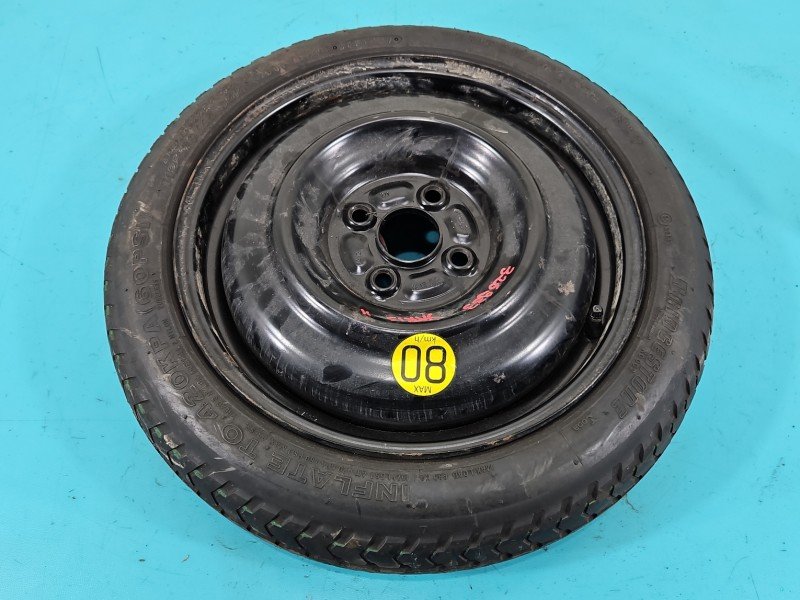 Koło zapasowe 15" dojazdowe dojazdówka Toyota Yaris II Rozstaw śrub: 4x100, Bridgestone, 125 mm, Profil opony: 70, R15 4X100... Koło zapasowe 15" dojazdowe dojazdówka Toyota Yaris II Rozstaw śrub: 4x100, Bridgestone, 125 mm, Profil opony: 70, R15 4X100...