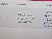 Wtryskiwacz Volvo V40 II 12- 9802448680 1.6 D2