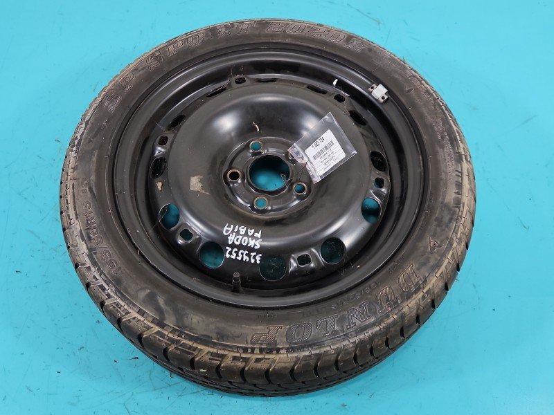 Koło zapasowe 15" dojazdowe dojazdówka Skoda Fabia I Rozstaw śrub: 5x100, Dunlop, 195 mm, Profil opony: 50, 5X100 195/50/R15...