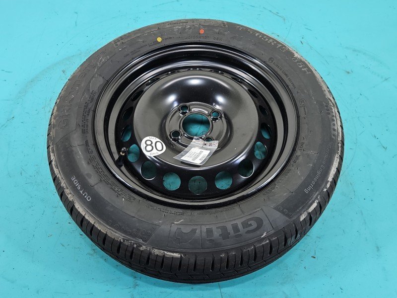 Koło zapasowe 15" dojazdowe dojazdówka Dacia Sandero III 20- Rozstaw śrub: 4x100, Marka: Giti, DAC1515636, R15 4x100 GITIA...