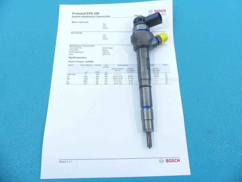 TESTOWANY Wtryskiwacz Vw Passat B7 0445110647 2.0 tdi TESTOWANY Wtryskiwacz Vw Passat B7 0445110647 2.0 tdi