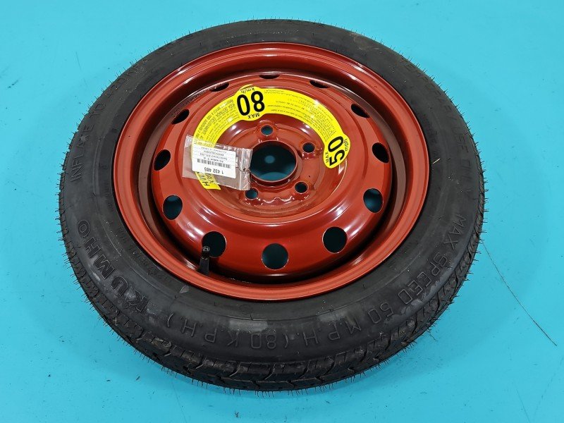Koło zapasowe 15" dojazdowe dojazdówka Hyundai Elantra VI 15-20 5x114.3, Marka opon: Kumho, 125/80 2019r KUMHO 2019R, Koło zapasowe 15" dojazdowe dojazdówka Hyundai Elantra VI 15-20 5x114.3, Marka opon: Kumho, 125/80 2019r KUMHO 2019R,