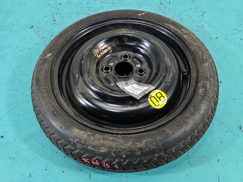 Koło zapasowe 15" dojazdowe dojazdówka Toyota Yaris II Rozstaw śrub: 4x100, Bridgestone, 125 mm, Profil opony: 70, Waga...