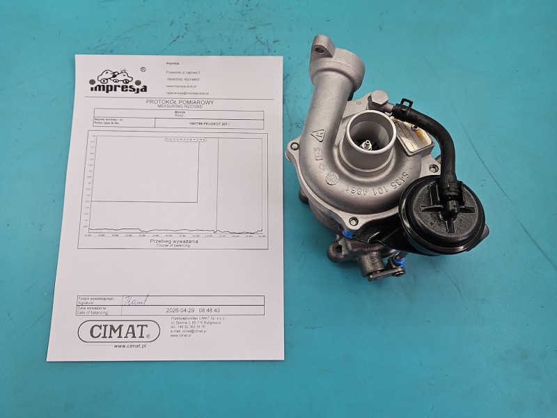 Turbosprężarka Regenerowana Peugeot 207 1.4 hdi 68KM 54359710009, 54359700009, 54359880009