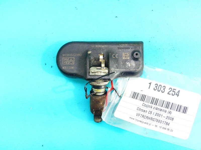 Czujnik ciśnienia opon Citroen C5 I 9656822980, S120123004D TPMS