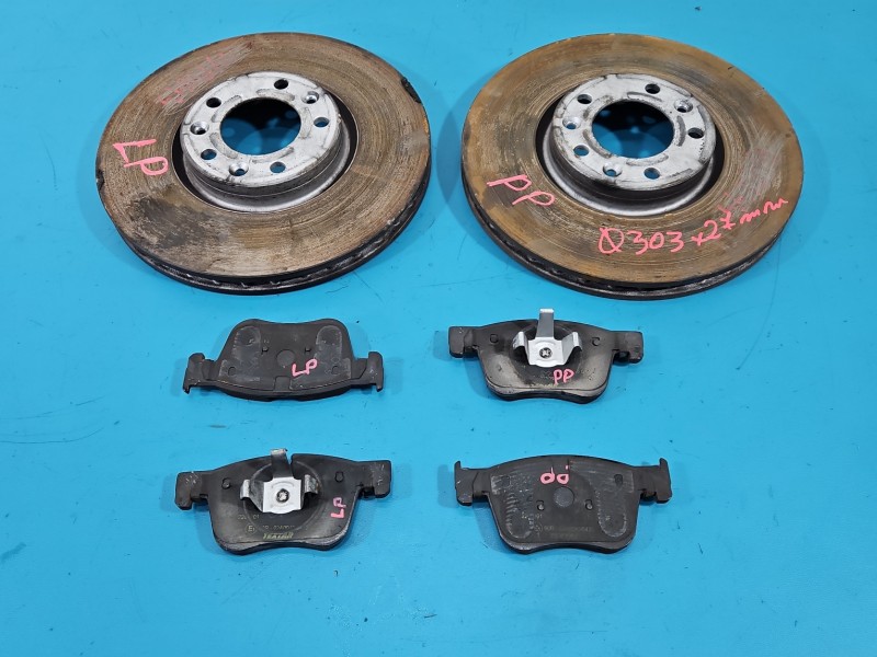 Tarcze hamulcowe przód klocki Peugeot 508 II 18- 1.5 hdi Peugeot, 303x27mm z klockami textar