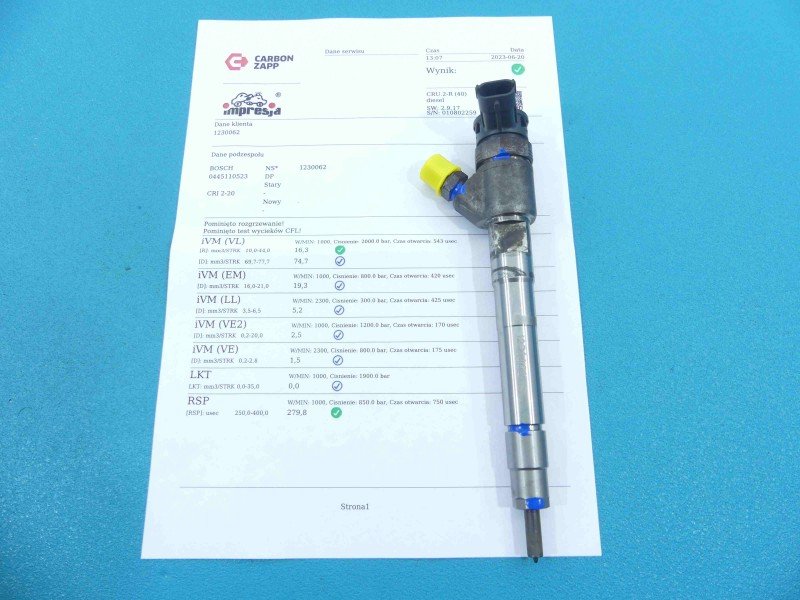 TESTOWANY Wtryskiwacz 0445110523 Maserati Ghibli III 13- 3.0 V6 diesel 275KM