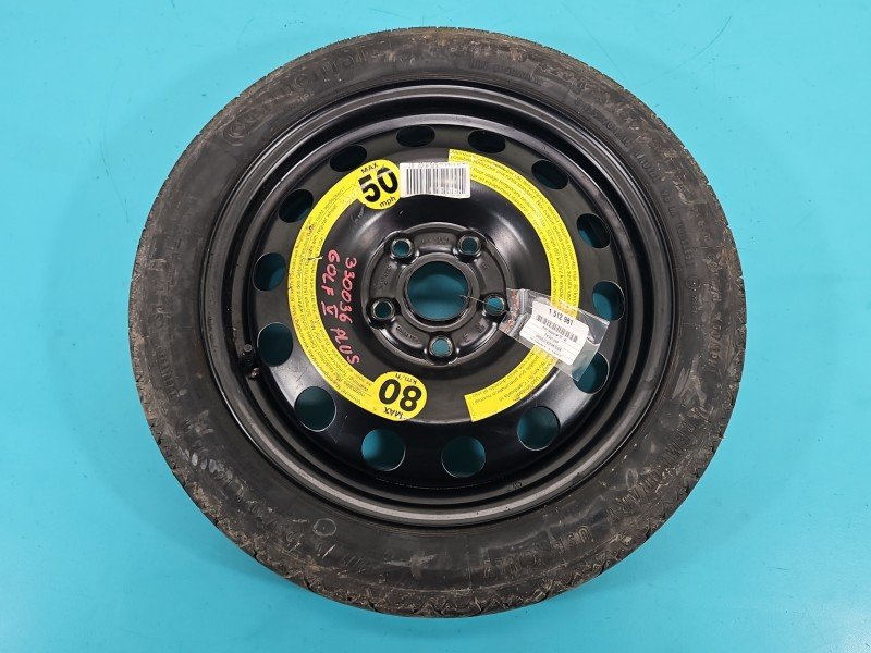 Koło zapasowe 16" dojazdowe dojazdówka Vw Golf plus Rozstaw śrub: 5x112, Continental, 125 mm, Profil opony: 70, 125/70/R16... Koło zapasowe 16" dojazdowe dojazdówka Vw Golf plus Rozstaw śrub: 5x112, Continental, 125 mm, Profil opony: 70, 125/70/R16...