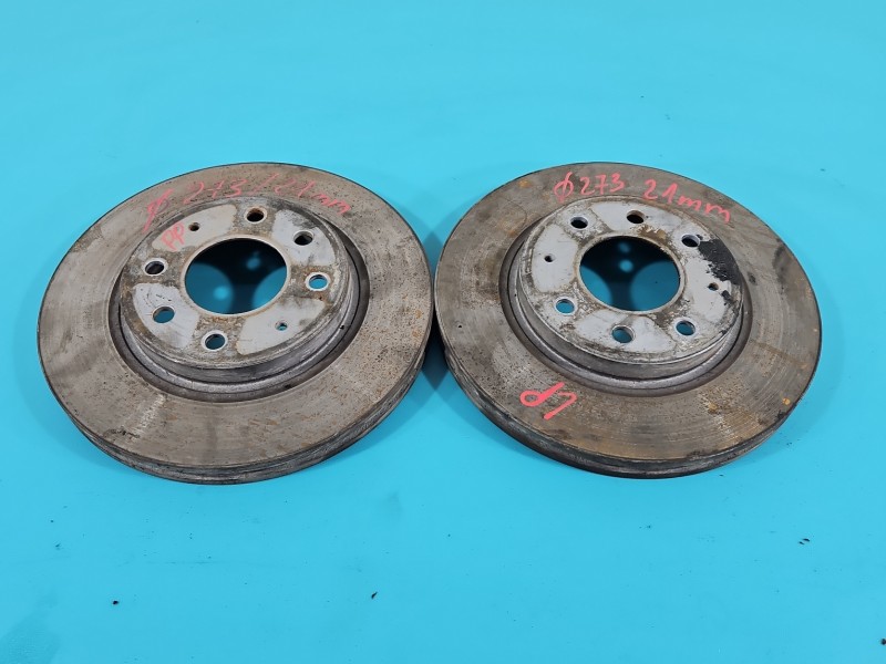 Tarcze hamulcowe przód klocki Mitsubishi, Europejska, średnica 273 grubość 21mm,2 elementy Mitsubishi Galant 2.5 V6