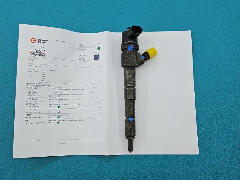 TESTOWANY Wtryskiwacz Opel Insignia A 0445110327 2.0 cdti TESTOWANY Wtryskiwacz Opel Insignia A 0445110327 2.0 cdti