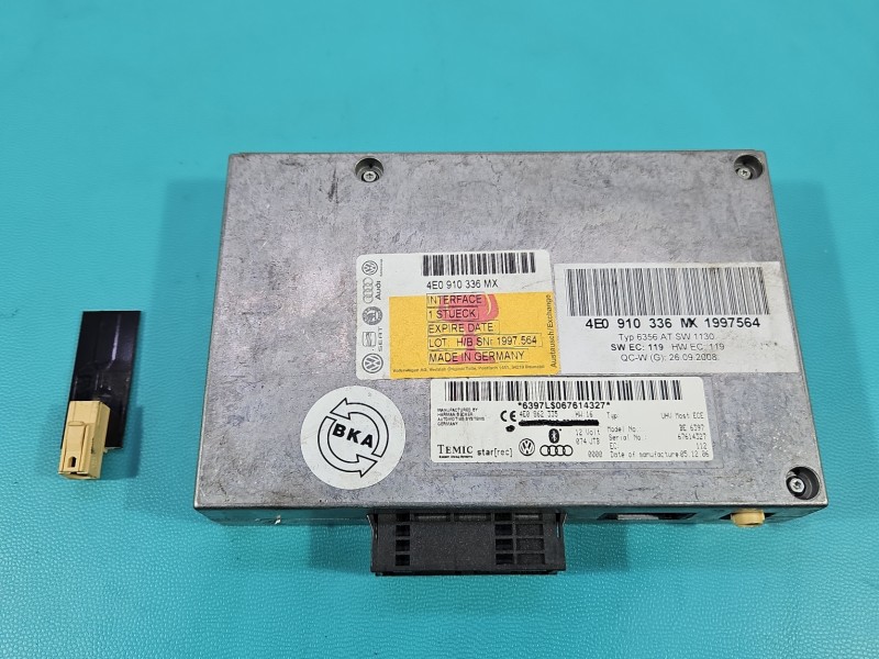 Sterownik moduł Producent części: Audi, Europejska, BLUETOOTH Audi A6 C6 4E0910336MX, 4E0862335