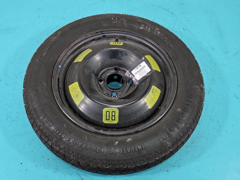 Koło zapasowe 16" dojazdowe dojazdówka Citroen C4 II Rozstaw śrub: 4x108, Continental, 125 mm, Profil opony: 85, 125/85R16... Koło zapasowe 16" dojazdowe dojazdówka Citroen C4 II Rozstaw śrub: 4x108, Continental, 125 mm, Profil opony: 85, 125/85R16...