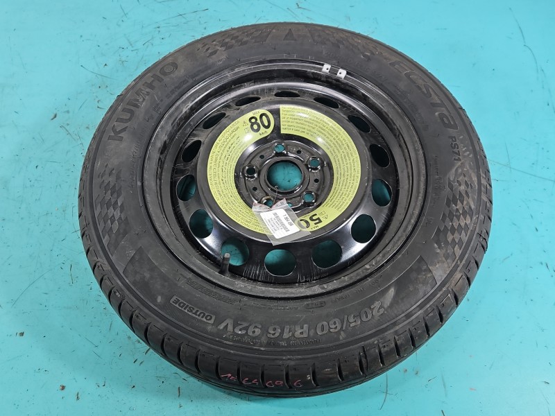 Koło zapasowe 16" dojazdowe dojazdówka Skoda Octavia IV Rozstaw śrub: 5x112, Marka: Kumho, 205 mm, Profil opony: 60, Rok...