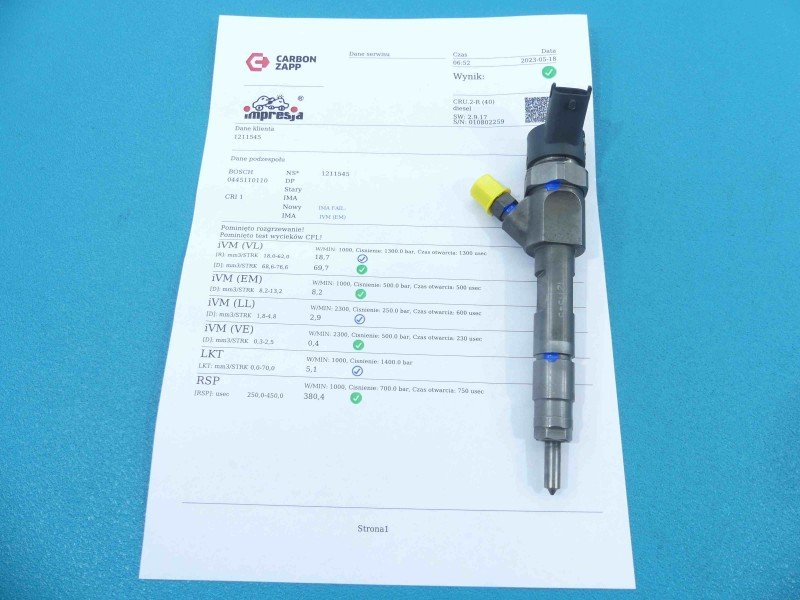 TEST Wtryskiwacz Renault Megane II 0445110110A 1.9 dci