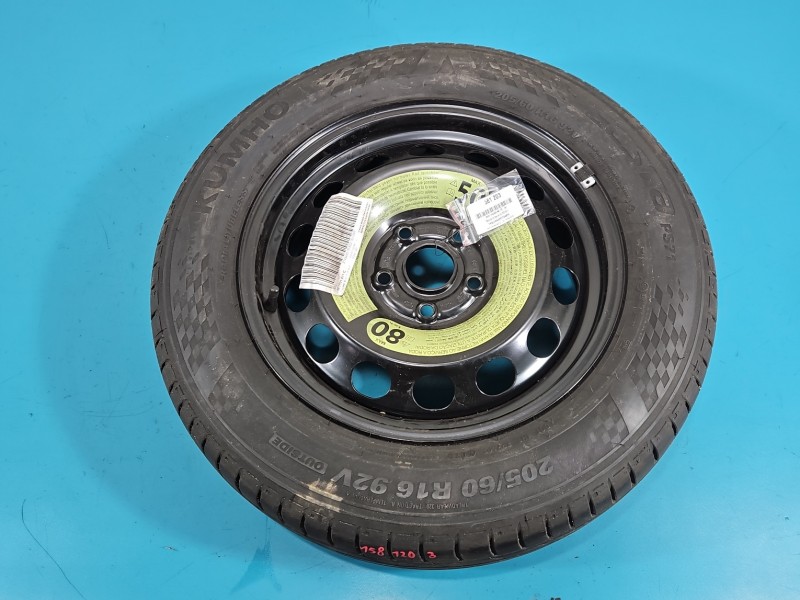 Koło zapasowe 16" dojazdowe dojazdówka Skoda Octavia IV Rozstaw śrub: 5x112, Marka: Kumho, 205 mm, Profil opony: 60,...