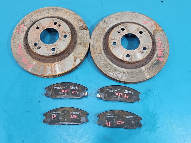 Tarcze hamulcowe przód klocki Hyundai Santa Fe I 2.4 16V średnica 294mm, grubość 25mm,plus klocki Bosch