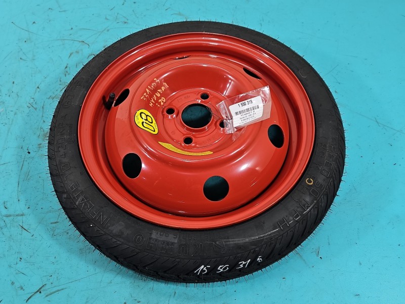 Koło zapasowe 15" dojazdowe dojazdówka Hyundai I20 I 08-14 Rozstaw śrub: 4x100, Marka: Kumho, 115 mm, Profil opony: 70,...