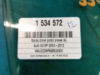 Szyba drzwi przód prawa pasażera Audi A3 8P Producent części: Audi, 5 DRZWI HB