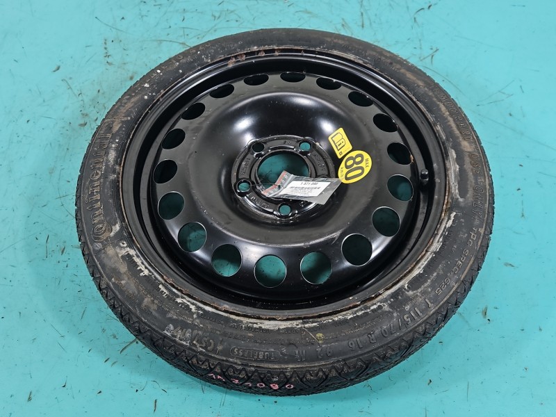Koło zapasowe 16" dojazdowe dojazdówka Opel Astra IV J Rozstaw śrub: 5x115, Continental, 115 mm, Profil opony: 70, Rok...